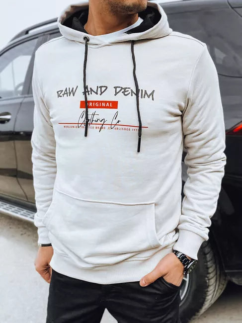 Vīriešu gaiši pelēks džinsa kapučjakas