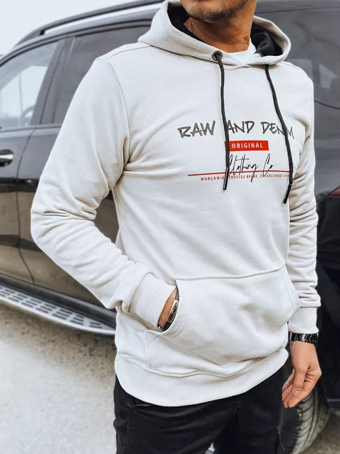 Vīriešu gaiši pelēks džinsa kapučjakas