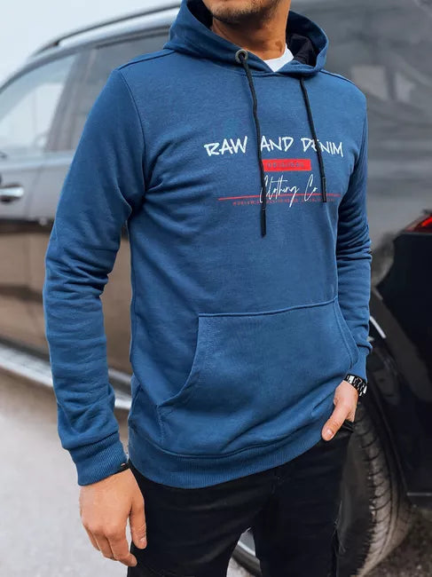 Vīriešu zils džinsa kapučjakas