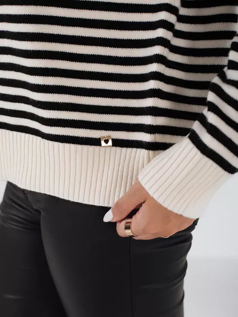 Sieviešu brūns svītrains džemperis Elvara