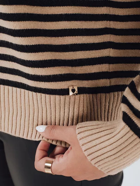 Sieviešu brūns svītrains džemperis Elvara