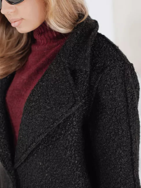 Sieviešu melns garš aitādas mētelis Tomson