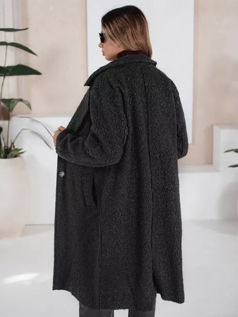 Sieviešu melns garš aitādas mētelis Tomson