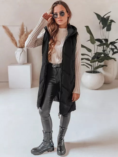 Sieviešu melna garā veste Lino