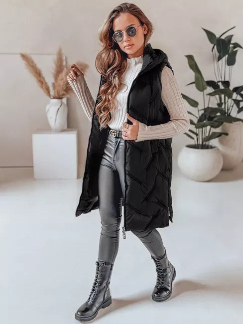 Sieviešu melna garā veste Lino