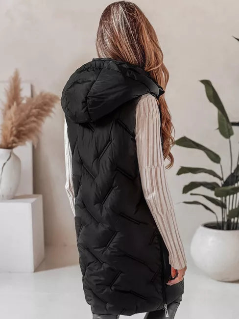 Sieviešu melna garā veste Lino