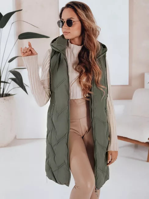 Sieviešu zaļa garā veste Lino