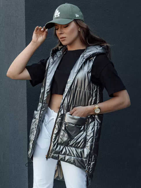 Sieviešu pelēka spīdīga veste Jess 