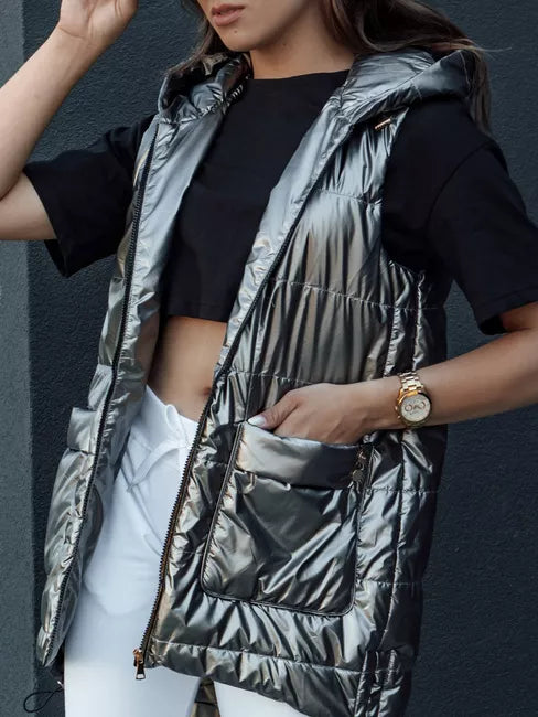 Sieviešu pelēka spīdīga veste Jess 