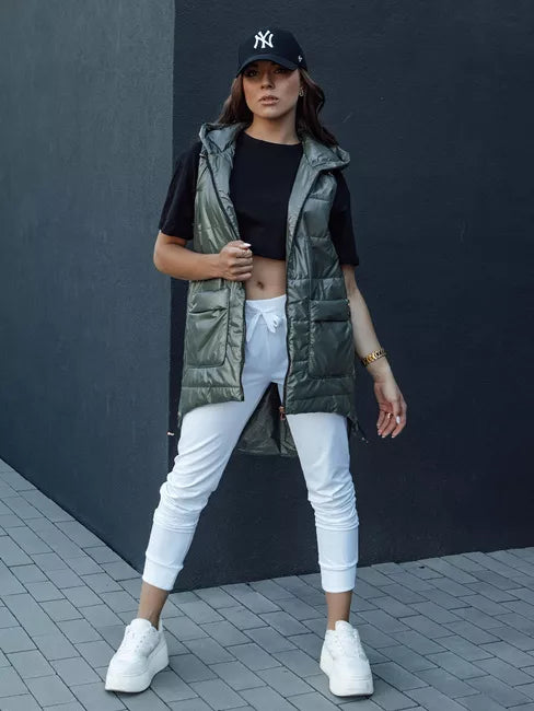 Sieviešu tumši zaļa spīdīga veste Jess 