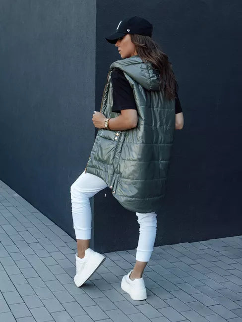 Sieviešu tumši zaļa spīdīga veste Jess 