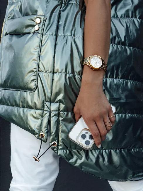 Sieviešu zaļa spīdīga veste Jess 