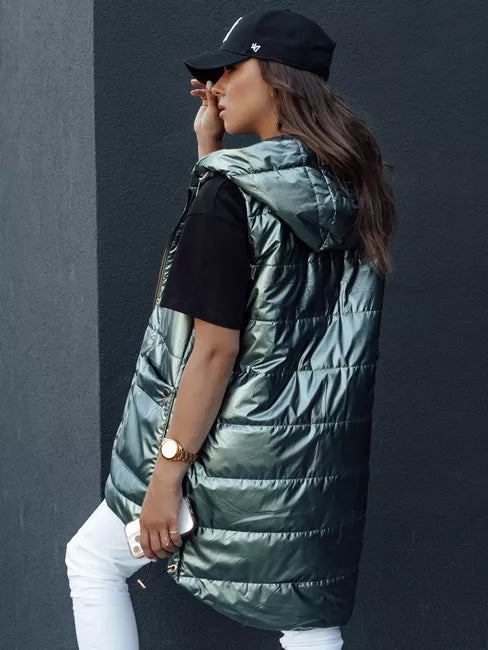 Sieviešu zaļa spīdīga veste Jess 