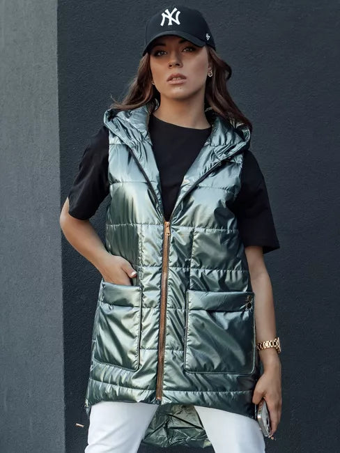 Sieviešu zaļa spīdīga veste Jess 