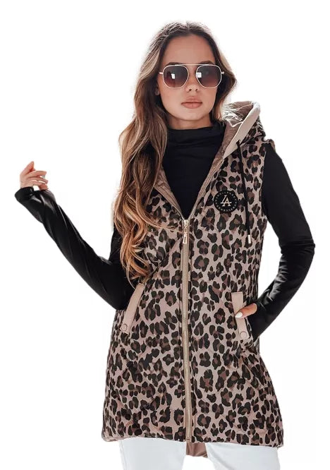 Sieviešu brūna leoparda raksta veste Elmera