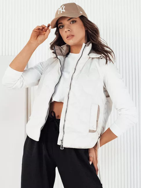 Sieviešu balta veste ar kapuci Teros 