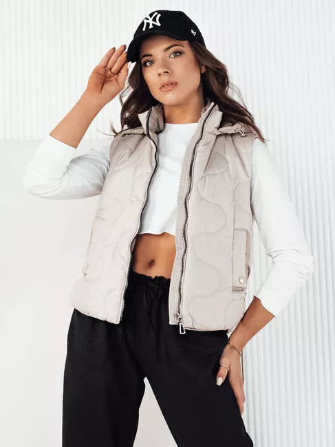 Sieviešu gaiši pelēka veste ar kapuci Teros 