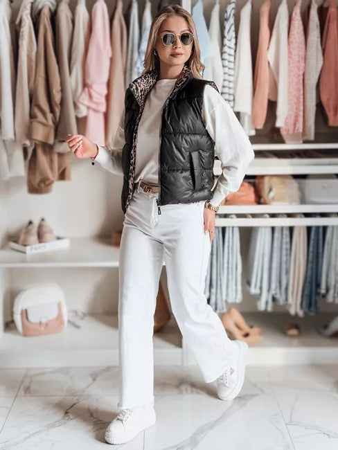 Sieviešu melna divpusēja veste Puff