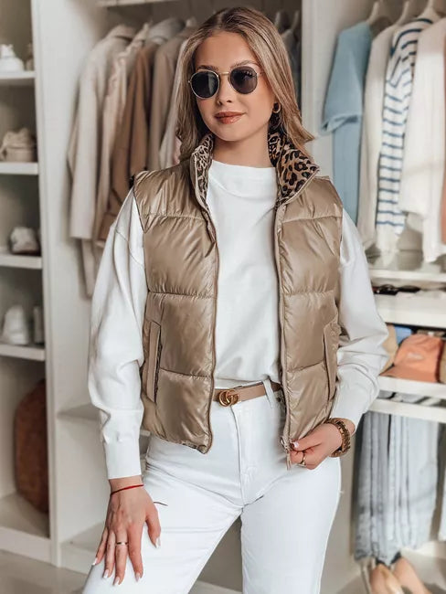 Sieviešu brūna divpusēja veste Puff