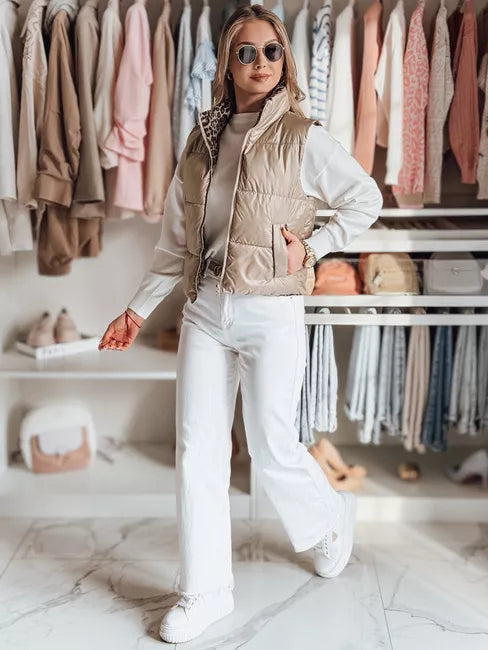 Sieviešu brūna divpusēja veste Puff