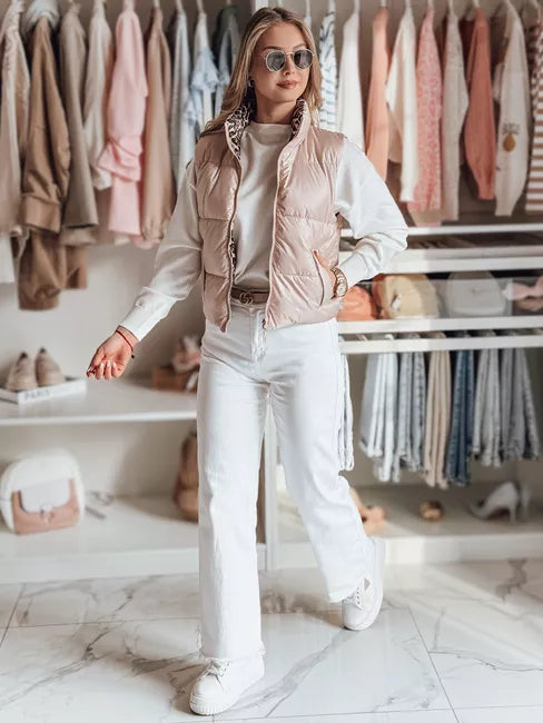 Sieviešu gaiši rozā divpusēja veste Puff