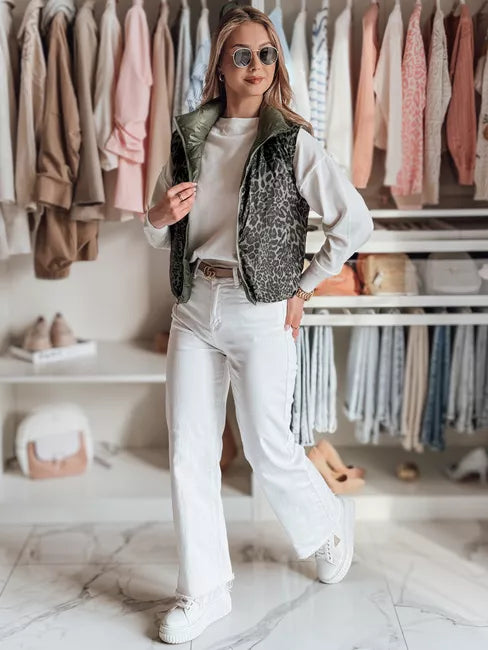 Sieviešu zaļa divpusēja veste Puff