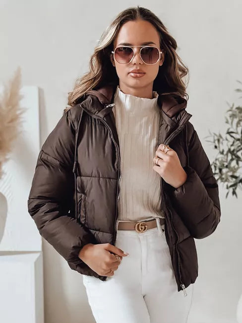 Sieviešu brūna ziemas jaka Glam