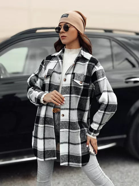 Sieviešu melna krekla stila jaka Plaidify 