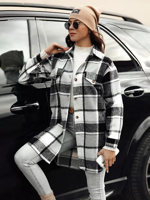 Sieviešu melna krekla stila jaka Plaidify 