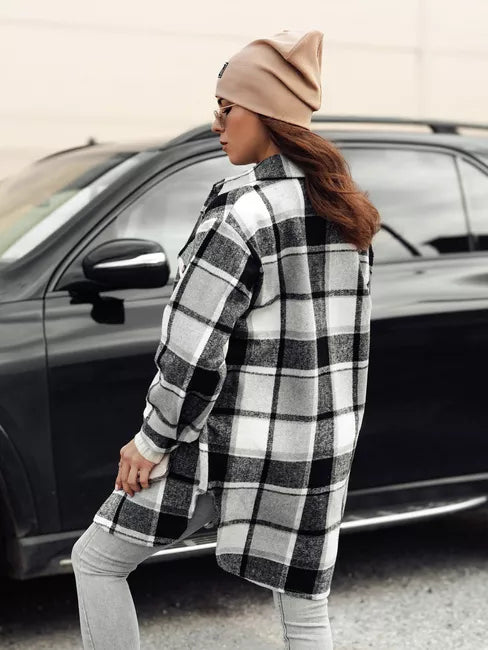 Sieviešu melna krekla stila jaka Plaidify 