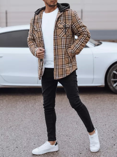 Vīriešu brūna jaka ar kapuci Jack