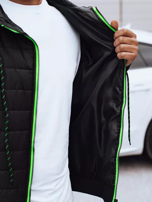 Vīriešu melna jaka ar kapuci Stress