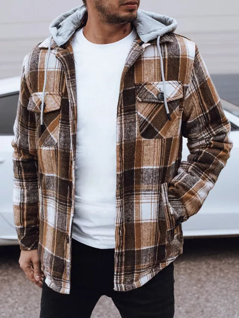 Vīriešu brūna jaka ar kapuci Endrik