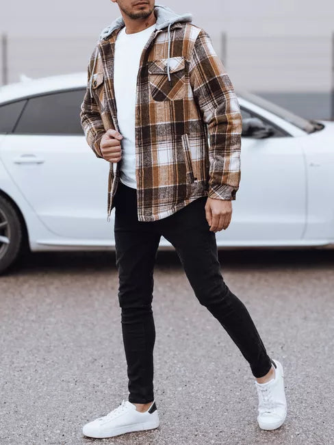 Vīriešu brūna jaka ar kapuci Endrik