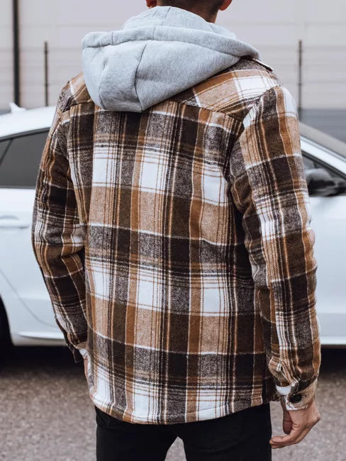 Vīriešu brūna jaka ar kapuci Endrik