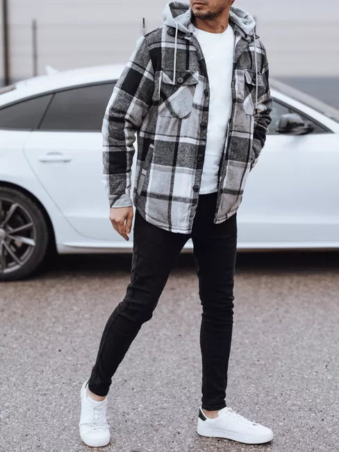 Vīriešu melna jaka ar kapuci Endrik