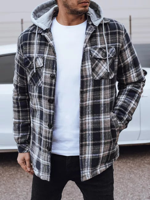 Vīriešu pelēka jaka ar kapuci Endrik