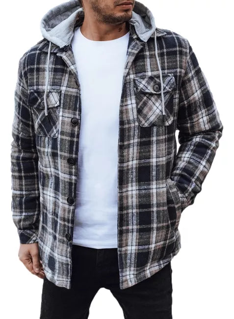 Vīriešu pelēka jaka ar kapuci Endrik