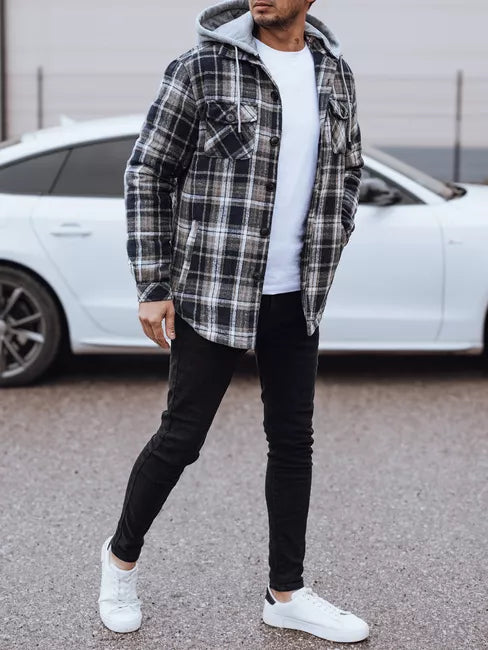 Vīriešu pelēka jaka ar kapuci Endrik