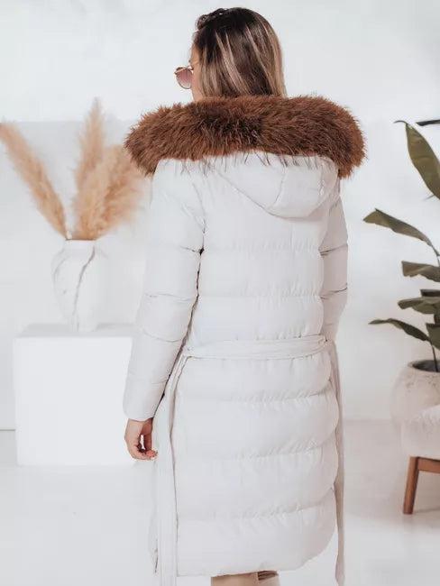Sieviešu ziemas balta jaka Bela