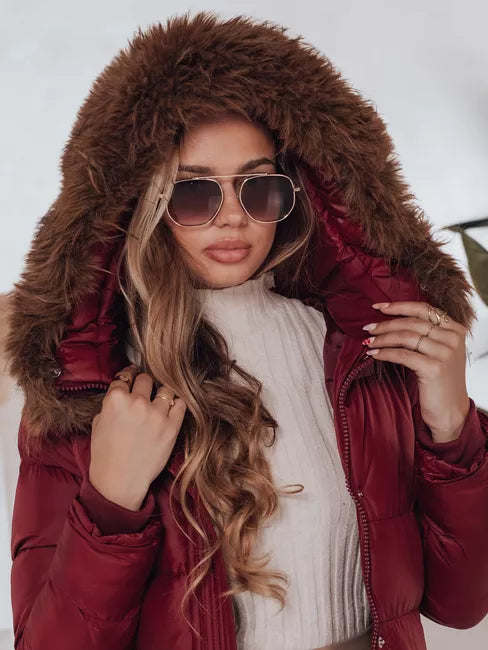 Sieviešu ziemas sarkana jaka Bela