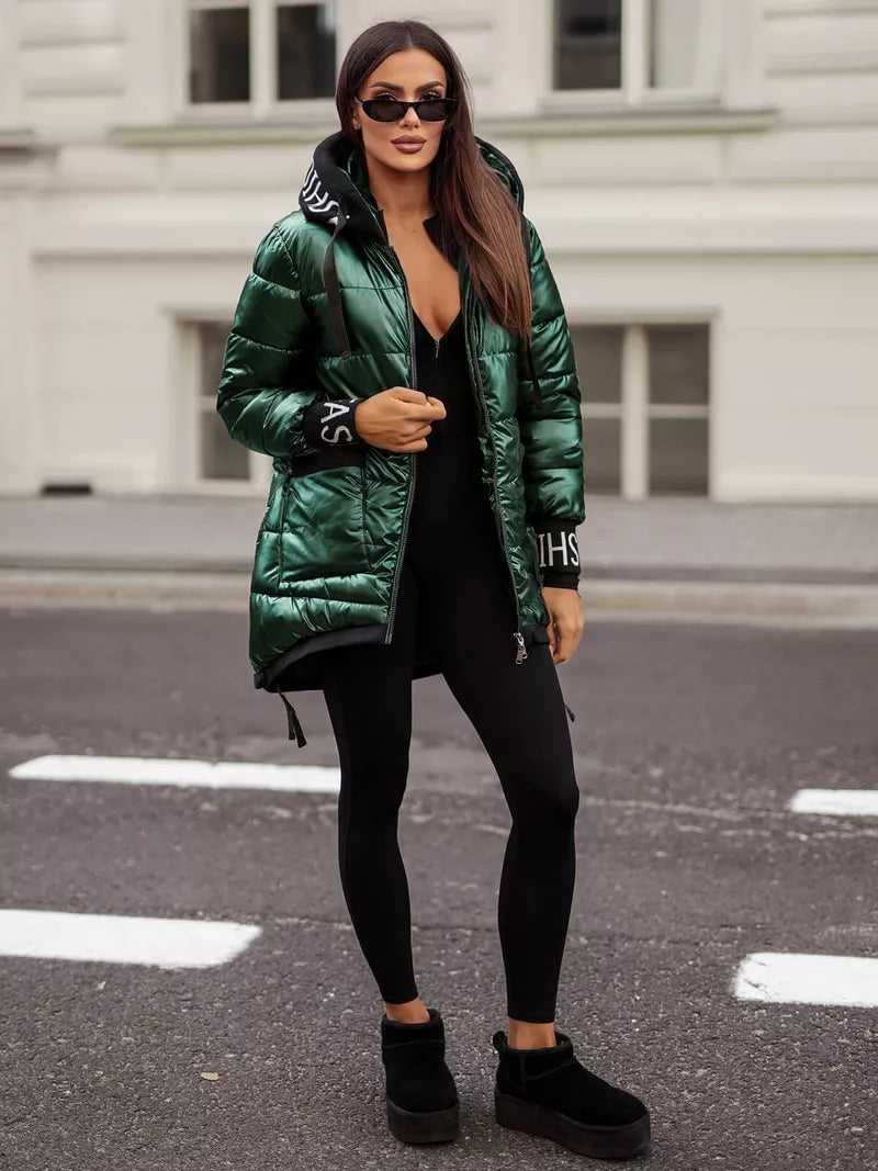 Zaļa, spīdīga jaka Agor