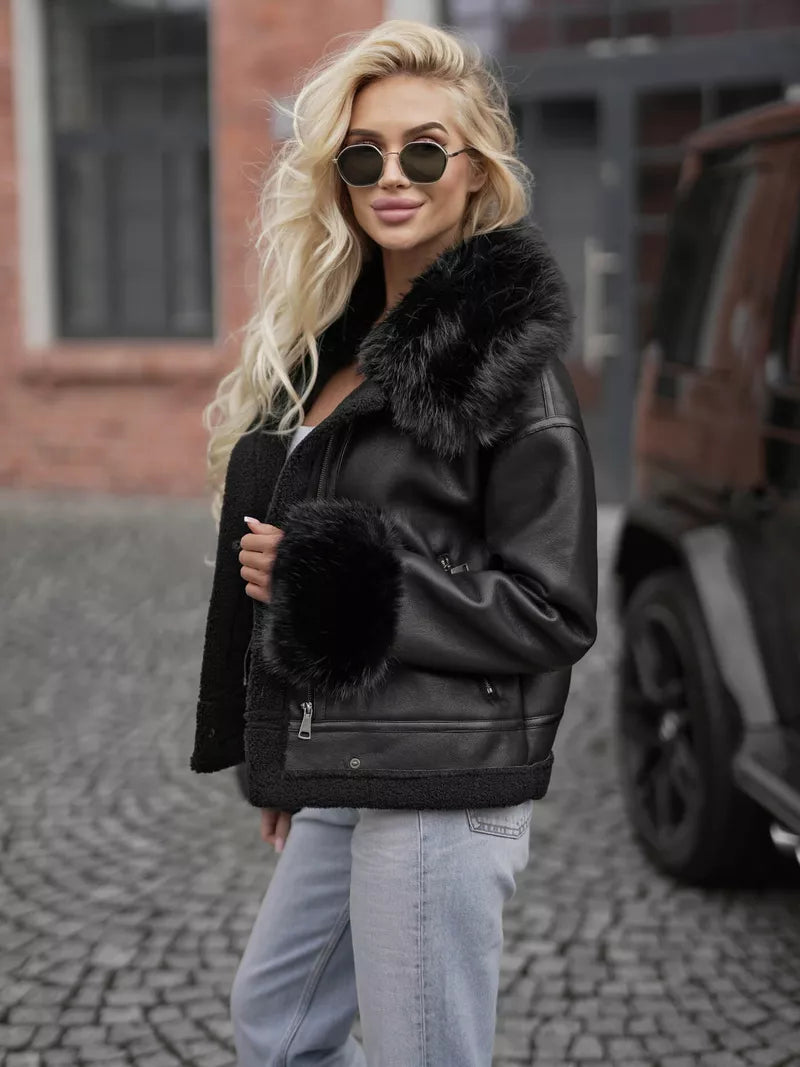 Sieviešu melna ziemas jaka Cari