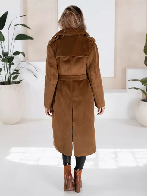 Sieviešu brūns ziemas mētelis Gino