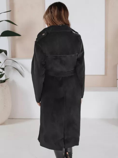 Sieviešu melns ziemas mētelis Gino