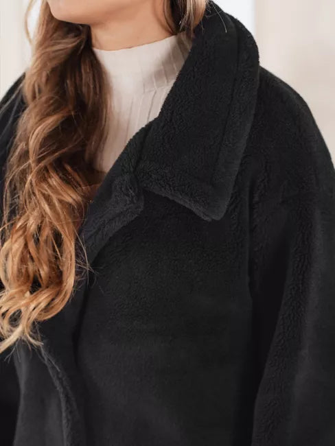 Sieviešu garš melns ziemas mētelis Fabio