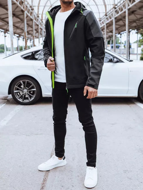 Vīriešu melna jaka ar kapuci Port 