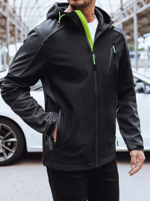 Vīriešu melna jaka ar kapuci Port 