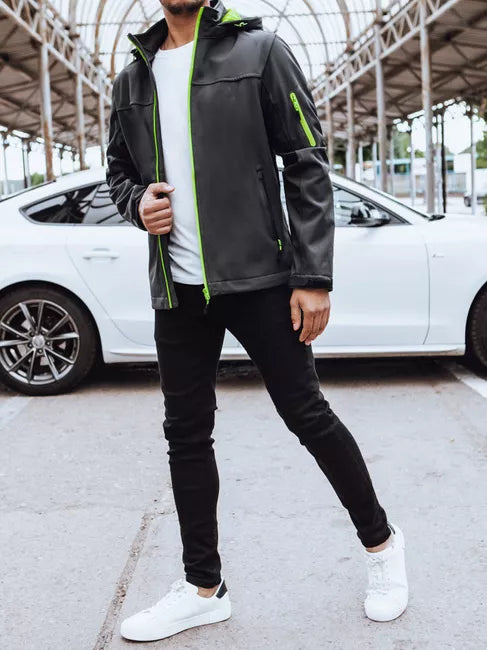 Vīriešu tumši pelēka jaka ar kapuci Retro