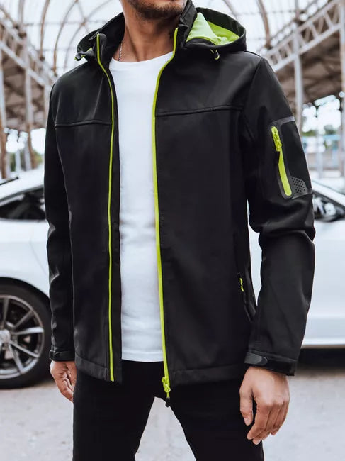 Vīriešu melna jaka ar kapuci Retro